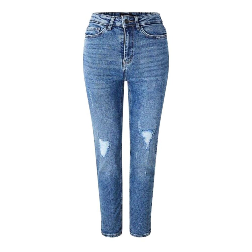 Pieces Womens/Ladies Denim Distressed Slim Jeans / Medium Blue